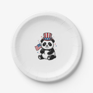 Retro Patriottische Panda Vlag Shirt Ontwerp_1 Papieren Bordje