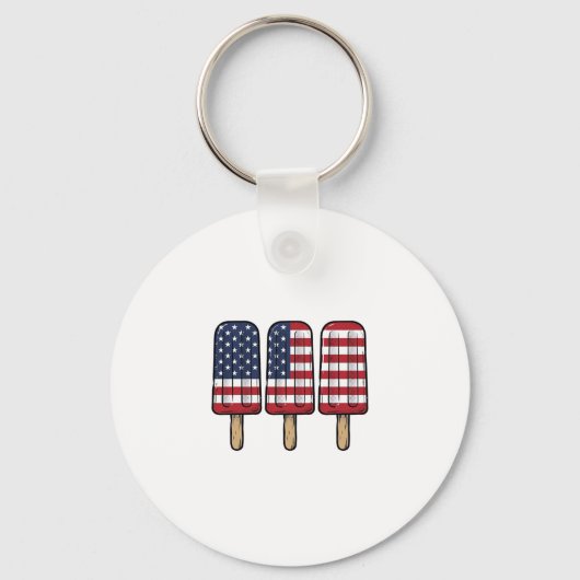 Retro Patriottische Popsicle Vlag T-shirt Ontwerp_ Sleutelhanger (Voorkant)
