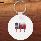 Retro Patriottische Popsicle Vlag T-shirt Ontwerp_ Sleutelhanger (Voorkant)