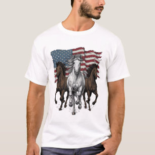 Retro Patriottische Rennende Paarden Vectorontwerp T-shirt