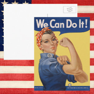 Retro patriottische Rosie de Rivetster, We Can Do  Briefkaart