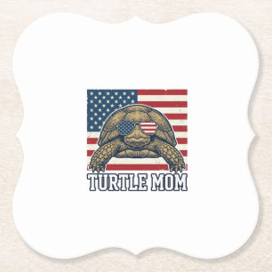 Retro Patriottische Schildpad Moeder Shirt Ontwerp Kartonnen Onderzetters