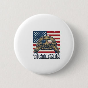 Retro Patriottische Schildpad Moeder Shirt Ontwerp Ronde Button 5,7 Cm