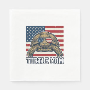Retro Patriottische Schildpad Moeder Shirt Ontwerp Servet