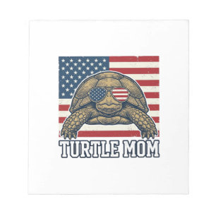 Retro Patriottische Schildpad Moeder T-shirt Ontwe Notitieblok