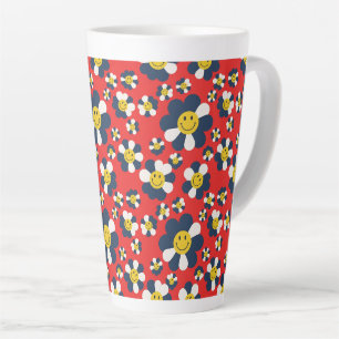 Retro Patriottische Smiley Face Latte Mok
