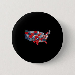 Retro patriottische usa kaart patchwork vintage am ronde button 5,7 cm