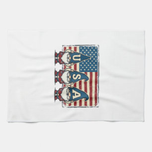 Retro Patriottische USA Kabouters Witte Shirt Ontw Theedoek