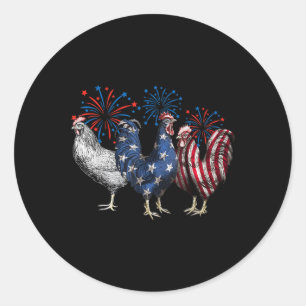 Retro Patriottische USA Kip USA Hen 4 juli Fu Ronde Sticker