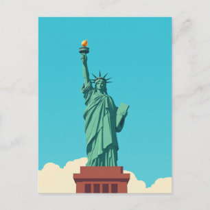 Retro Patriottische Vrijheidsgodin van New York Ci Briefkaart