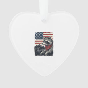 Retro Patriottische Wasbeer Berg Vlag Shirt Desi Ornament