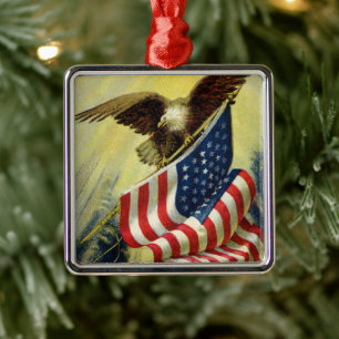 Retro Patriottisme, Patriottische Amerikaanse Vlag Metalen Ornament