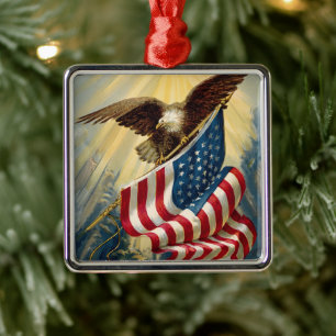 Retro Patriottisme, Patriottische Amerikaanse Vlag Metalen Ornament