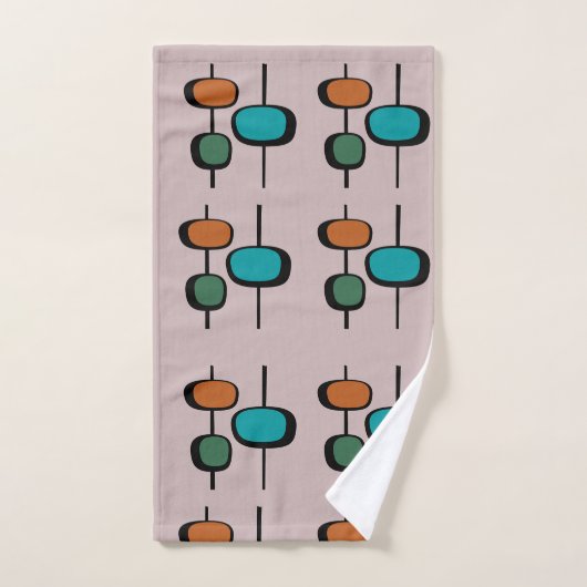 retro patroon 60s abstract kleurrijk roze bad handdoek (Handdoek)
