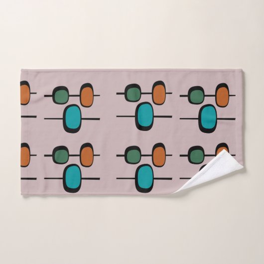 retro patroon 60s abstract kleurrijk roze bad handdoek (Handdoek)