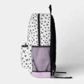 Retro Patroon en Lavendel Monogram Gepersonaliseer Bedrukte Rugzak (Rechts)