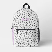 Retro Patroon en Lavendel Monogram Gepersonaliseer Bedrukte Rugzak (Voorkant)