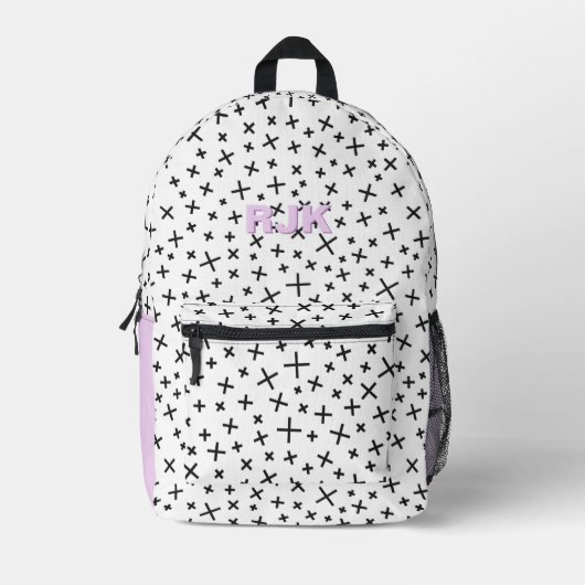 Retro Patroon en Lavendel Monogram Gepersonaliseer Bedrukte Rugzak (Voorkant)