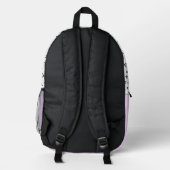 Retro Patroon en Lavendel Monogram Gepersonaliseer Bedrukte Rugzak (Achterkant)