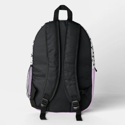 Retro Patroon en Lavendel Monogram Gepersonaliseer Bedrukte Rugzak (Achterkant)