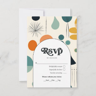 Retro  Patroon en Typografie Trouwen RSVP Kaartje