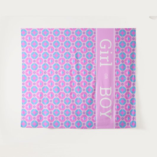 Retro patroon in roze & blauw - Meisje of Jongen Wandkleed (Voorkant (horizontaal))