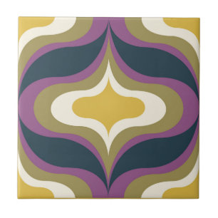 Retro patroon Navy Groen Geel Wit Keramische Tegel Tegeltje