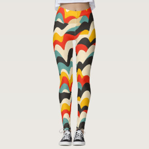 retro-patroon van de golfkleur leggings