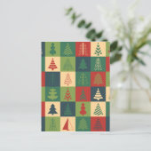 Retro patroon van Kerstbomen Feestdagenkaart (Staand voorkant)