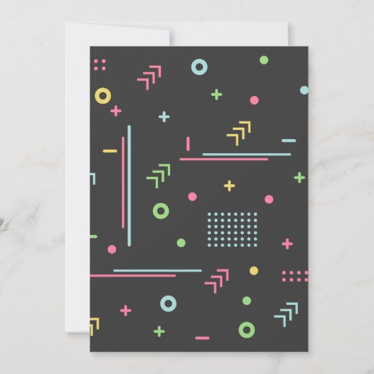 Retro Pattern & Modern Typography Birthday Party Kaart (Achterkant)