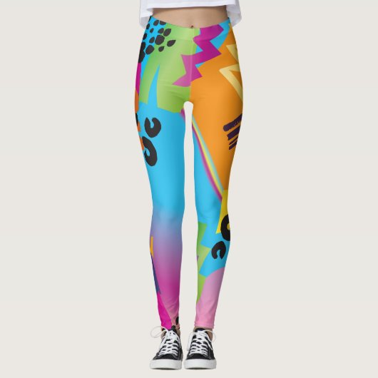 Retro Pattern Yogabroek Leggings (Voorkant)