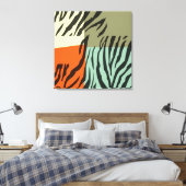Retro Pattern Zebra Art Wrapped Canvas Afdruk (Insitu (Slaapkamer))