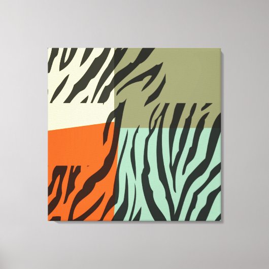 Retro Pattern Zebra Art Wrapped Canvas Afdruk (Voorkant)