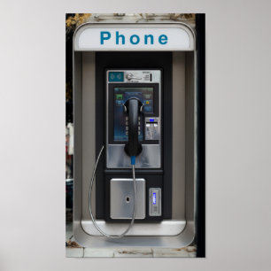 Retro Payphone Ontwerp, Telephone Booth Art Poster
