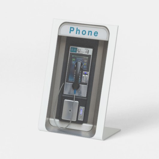 Retro Payphone Ontwerp, Telephone Booth Art Reclamebord Met Voetstuk (Voorkant)