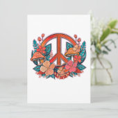 Retro Peace Floral Sign Kaart (Staand voorkant)