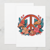 Retro Peace Floral Sign Kaart (Voorkant / Achterkant)