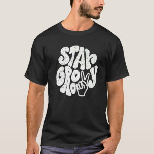 Retro Peace Hippie Blijf roovy Positieve gedachten T-shirt