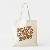 Retro Peace Love 2026 Groovy Tote Bag (Achterkant)