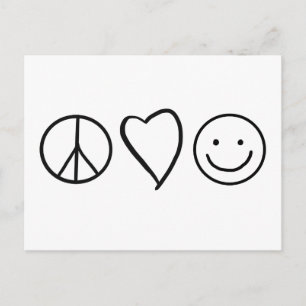 Retro Peace Love and Happiness Briefkaart