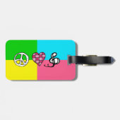 Retro Peace Love and Music Bagagelabel (Achterkant horizontaal)