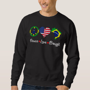 Retro Peace Love Brazilië Flag Map American Trui