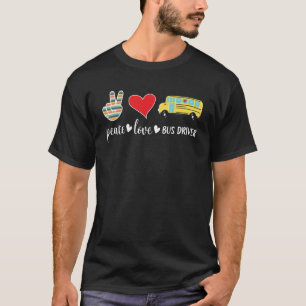 Retro Peace Love buschauffeur terug naar school ha T-shirt