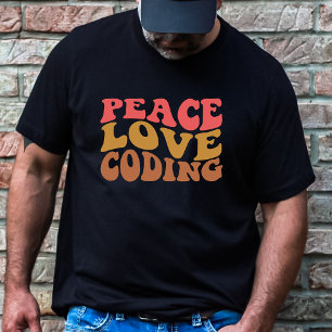 Retro Peace Love Coding T-shirt