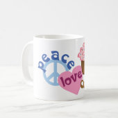 Retro Peace Love Cupcakes Coffee Mug (Devant gauche)
