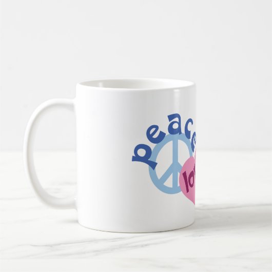 Retro Peace Love Cupcakes Coffee Mug (Gauche)