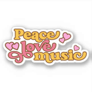 Retro Peace Love Music Sticker
