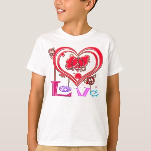 Retro Peace & Love T-shirt (Voorkant)