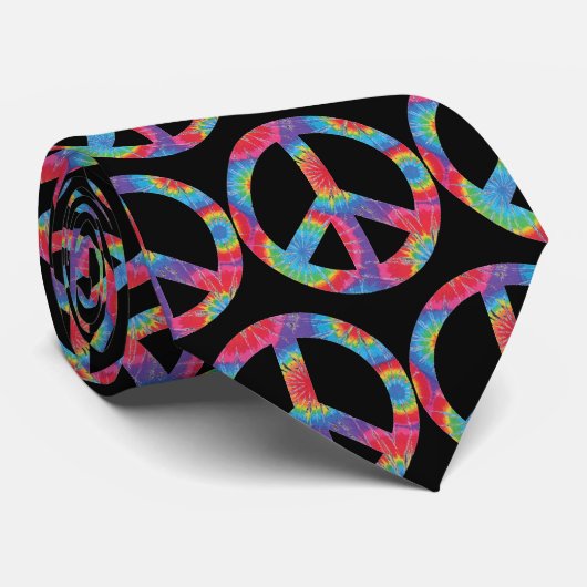 Retro Peace Sign - Rainbow Hippy Hippie Design Stropdas (Opgerold)