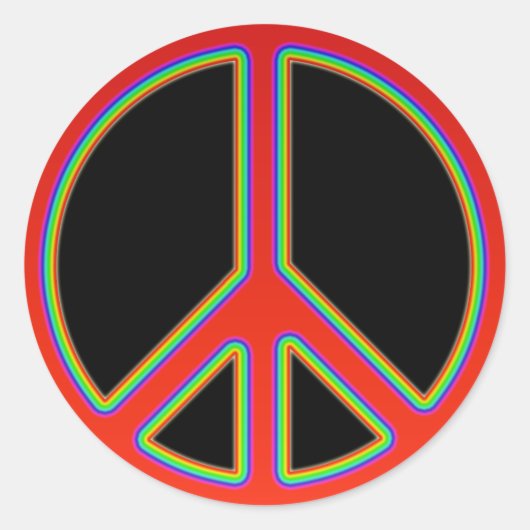 RETRO PEACE SIGN RONDE STICKER (Voorkant)